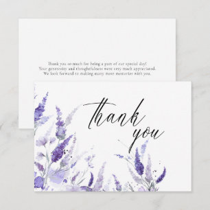 Lavender Blommigt Botanical Lilac Mauve Bröllop Tack Kort