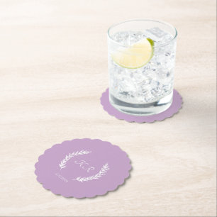 Lavender Blommigt Bride Groom Initialer Bröllop Underlägg Papper