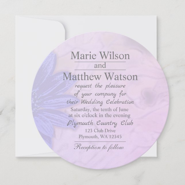 Lavender Blommigt Bröllop Inbjudningar (Framsida)