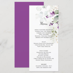 Lavender Blommigt Bröllop Menu Lila Bakåt Meny