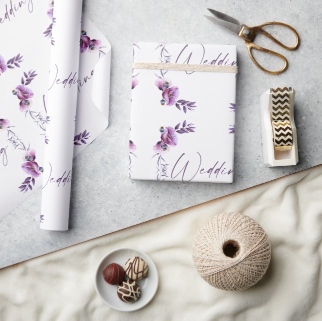 Lavender Blommigt Bröllop Presentpapper (Hantverk)