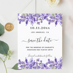 Lavender blommigt bröllop spara datum-kort
