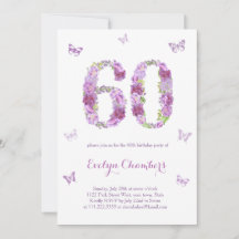 Lavender Blommigt Butterfly 60:e Födelsedagsfesten