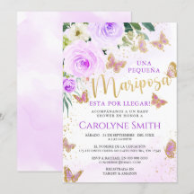 Lavender Blommigt Butterfly Baby Shower Inbjudan G