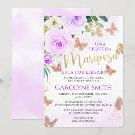 Lavender Blommigt Butterfly Baby Shower Inbjudan G