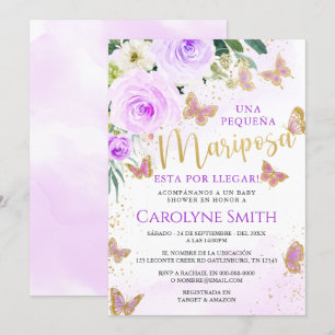 Lavender Blommigt Butterfly Baby Shower Inbjudan G