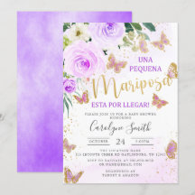 Lavender Blommigt Butterfly Baby Shower på spanska