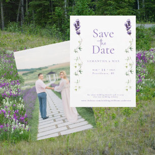 Lavender Blommigt De två av oss fotosparade datum Spara Datumet