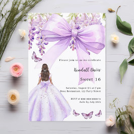 Lavender blommigt dress Sweet 16 Inbjudningar