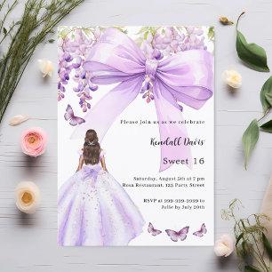 Lavender blommigt dress Sweet 16 Inbjudningar