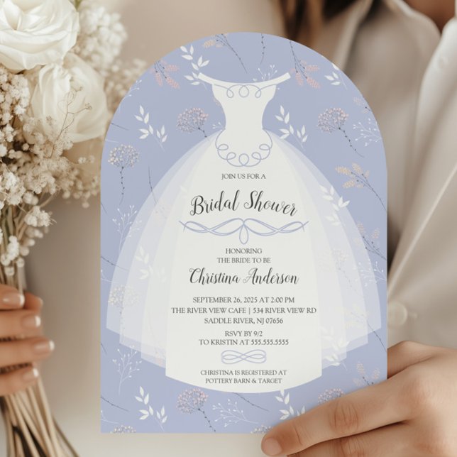 Lavender Blommigt Elegance Bride Gown Möhippa Inbjudningar (Skapare uppladdad)