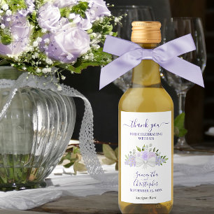 Lavender Blommigt Elegant bröllop Tack Mini Vinetikett
