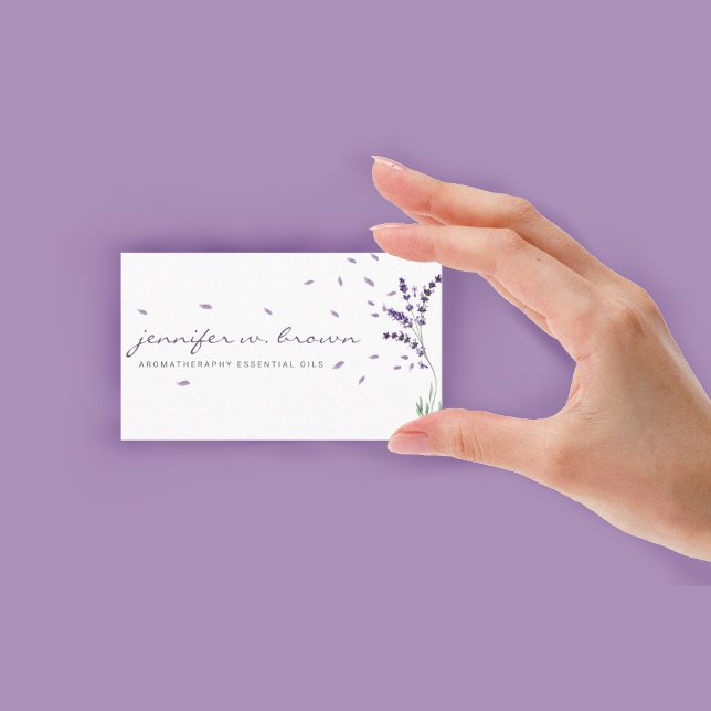 Lavender blommigt Essential Oils Visitkort (Lavender floral Essential Oils Business Card)