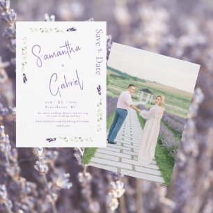 Lavender Blommigt Foto Spara datum Datumet