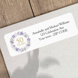 Lavender Blommigt Garland 50:e Bröllop adress Returadress Etikett
