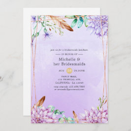 Lavender Blommigt Geometric Bridesmaids Luncheon Inbjudningar