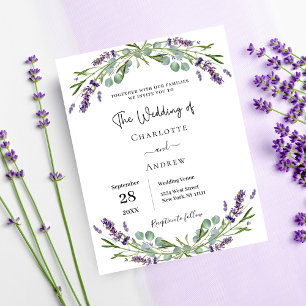 Lavender blommigt Greenere budget bröllopsinbjudan