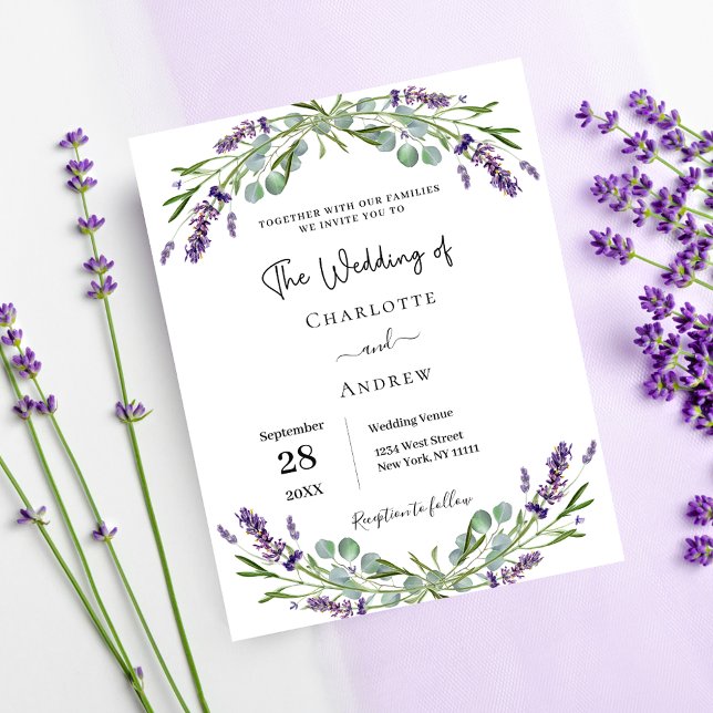 Lavender blommigt Greenere budget bröllopsinbjudan (Skapare uppladdad)