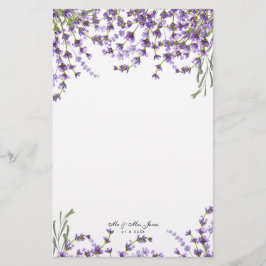 Lavender blommigt Greenery bröllop Brevpapper