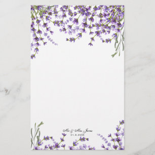 Lavender blommigt Greenery bröllop Brevpapper