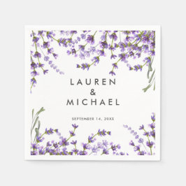 Lavender blommigt greenery bröllop napkins pappersservett