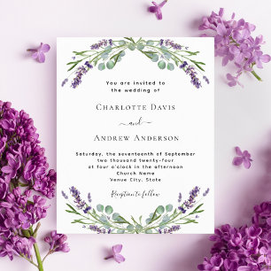 Lavender blommigt Greenery, formell bröllopsinbjud