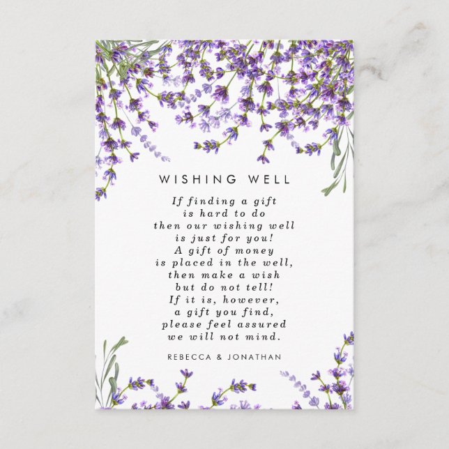Lavender blommigt grönt bröllop som vill ha ett br tilläggskort (Framsida)