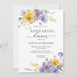 Lavender Blommigt Guld Gult Boho Rehearsal Middag Inbjudningar