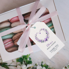 Lavender Blommigt Heart Tack Möhippa Presentetikett