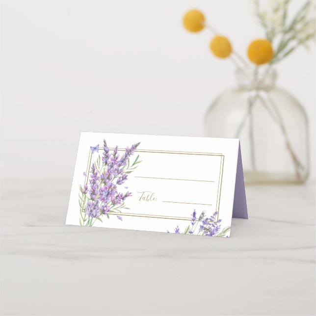 Lavender Blommigt Lila Bröllop Place Card Placeringskort (Framsida)