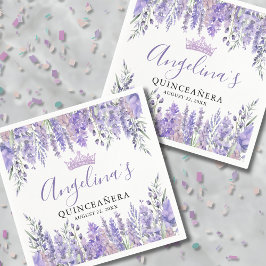 Lavender Blommigt Lila Quinceanera Pappersservett