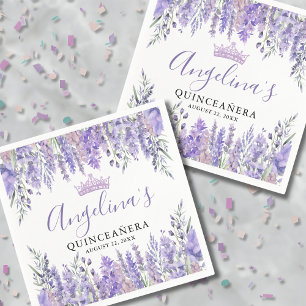 Lavender Blommigt Lila Quinceanera Pappersservett