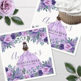 Lavender Blommigt Lila Quinceanera Pappersservett