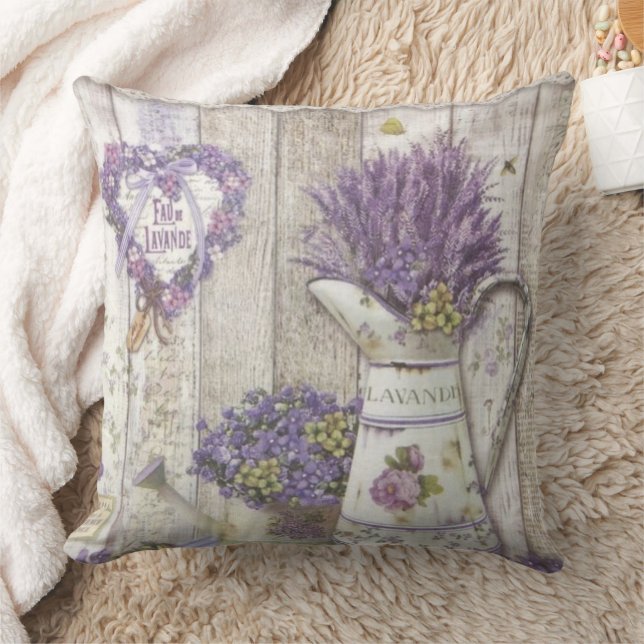 Lavender Blommigt Lila Vintage Kudde (Filt)