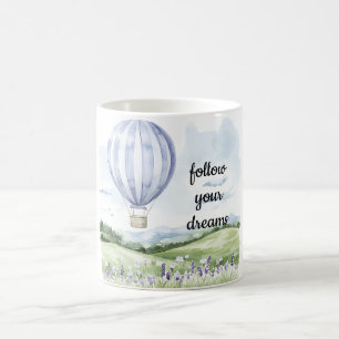 Lavender Blommigt Lila White Luftballong Kaffemugg