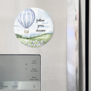 Lavender Blommigt Lila White Luftballong Magnet
