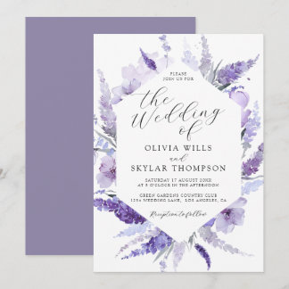 Lavender Blommigt Lilac Botanical Mauve Bröllop Inbjudningar