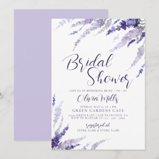 Lavender Blommigt Lilac Botanical Möhippa Inbjudningar