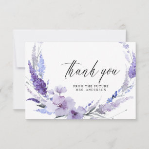 Lavender Blommigt Lilac Mauve Elegant Möhippa Tack Kort
