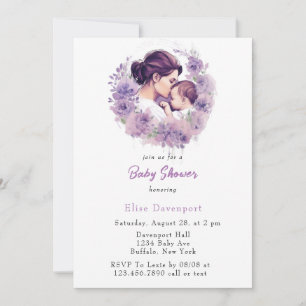 Lavender Blommigt Mamma och Me Girl Baby Shower Inbjudningar