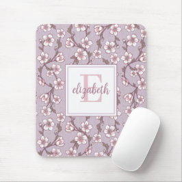Lavender Blommigt Monogram Mouse Pad Musmatta