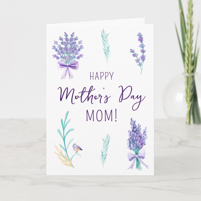 Lavender Blommigt Mor's Day Card Tack Kort (Framsida)