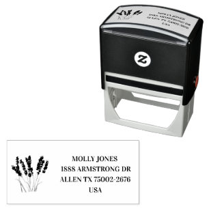 Lavender Blommigt Örters Rustic Returadress Självfärgande Stämpel