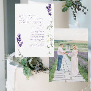 Lavender Blommigt par Photo Bröllop Inbjudningar
