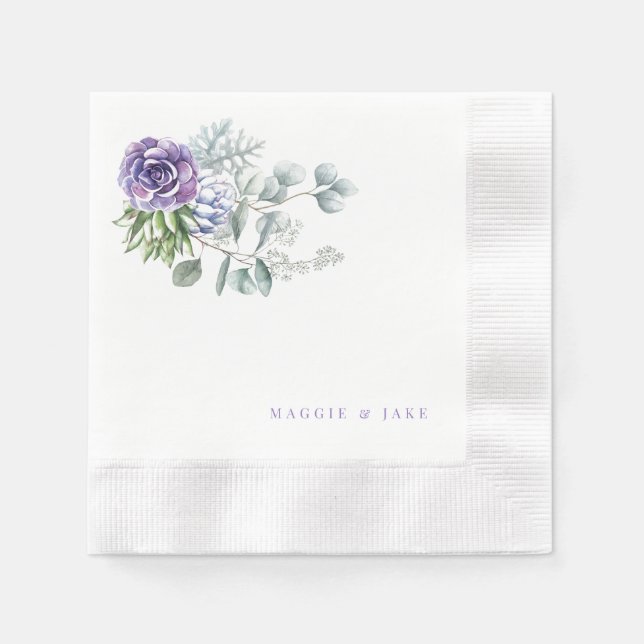 Lavender Blommigt Personlig Bröllop Pappersservett (Framsidan)