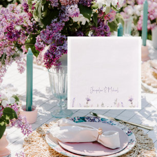 Lavender Blommigt Personlig Bröllop Pappersservett
