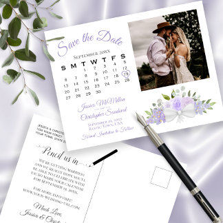 Lavender Blommigt Photo & Calendar Spara datum Meddelande Vykort