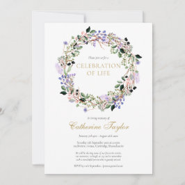 Lavender Blommigt Photo Firande of Life Funeral Inbjudningar