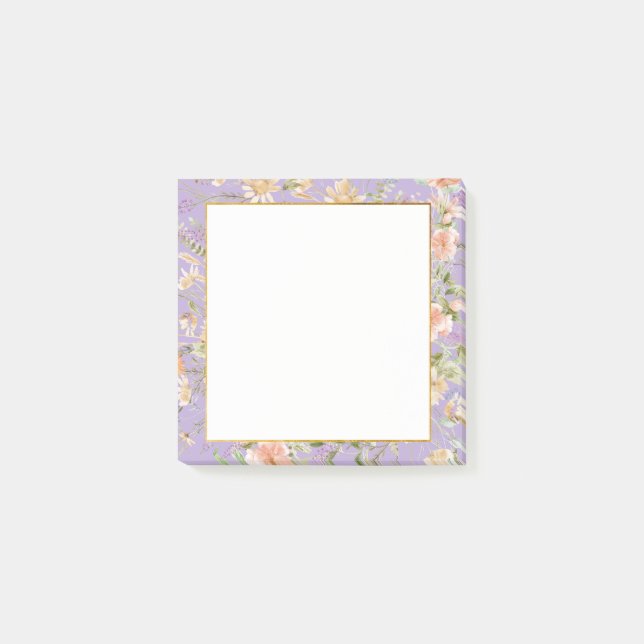 Lavender Blommigt Post-it Block (Framsida)