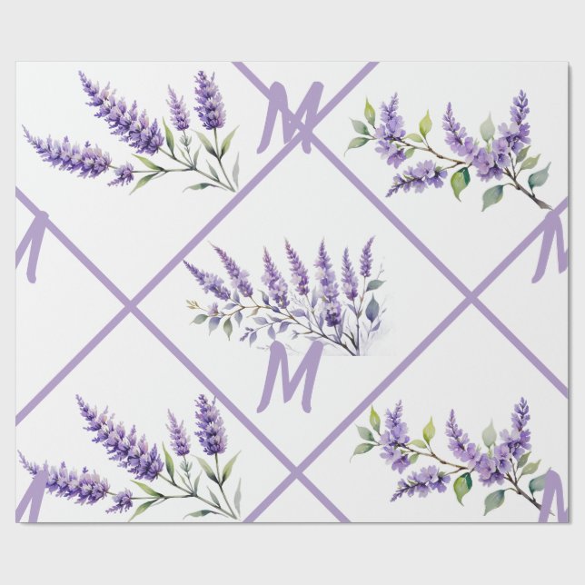 Lavender blommigt presentpapper (Platt)